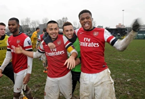 Chuba Akpom, Brandon Ormonde-Ottewill and Nico Yennaris (Arsenal) celebrates after the match Chuba Akpom, Brandon Ormonde-Ottewill and Nico Yennaris (Arsenal) celebrates after the match