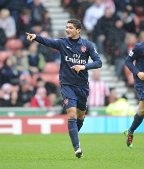 Denilson celebrates scoring the Arsenal goal. Stoke City 3:1 Arsenal, FA Cup 4th round Denilson celebrates scoring the Arsenal goal. Stoke City 3:1 Arsenal, FA Cup 4th round
