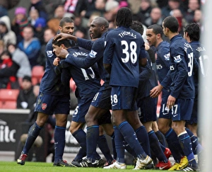 Denilson celebrates scoring Arsenal's goal with Armand Traore and Sol Campbell Denilson celebrates scoring Arsenal's goal with Armand Traore and Sol Campbell