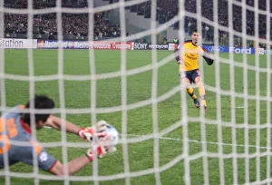 Eduardo (Arsenal) has his penalty saved by Roma goalkeeper Eduardo (Arsenal) has his penalty saved by Roma goalkeeper