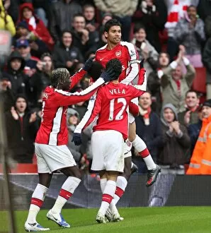 Images Dated 8th March 2009: Eduardo celebrates scoring the 2nd Arsenal goal with