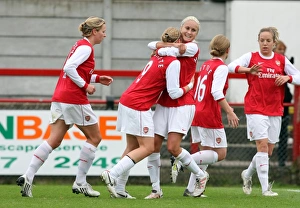 Ellen White celebrates scoring a goal for Arenal with Steph Houghton. Arsenal Ladies 9 Ellen White celebrates scoring a goal for Arenal with Steph Houghton. Arsenal Ladies 9