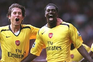 Images Dated 18th September 2006: Emmanuel Adebayor celebrates scoring the Arsenal goal with Tomas Rosicky