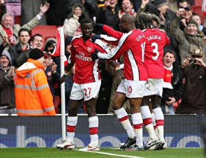 Emmanuel Eboue celebrates scoring the 3rd Arsenal goal Emmanuel Eboue celebrates scoring the 3rd Arsenal goal