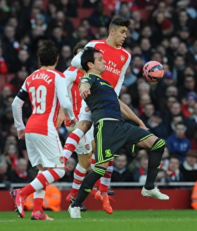 Gabriel (Arsenal) Kike (Middlesbrough). Arsenal 2:0 Middlesbrough. FA Cup 5th Round Gabriel (Arsenal) Kike (Middlesbrough). Arsenal 2:0 Middlesbrough. FA Cup 5th Round