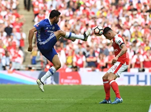 Images Dated 3rd January 2016: Granit Xhaka (Arsenal) Diego Costa (Chelsea)