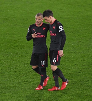 Jack Wilshere and Laurnet Koscielny (Arsenal). Crystal Palace 2:3 Arsenal. Premier League Jack Wilshere and Laurnet Koscielny (Arsenal). Crystal Palace 2:3 Arsenal. Premier League