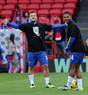 Jack Wilshere and Serge Gnabry (Arsenal) warms up before the match. Crystal Palace 0:2 Arsenal Jack Wilshere and Serge Gnabry (Arsenal) warms up before the match. Crystal Palace 0:2 Arsenal