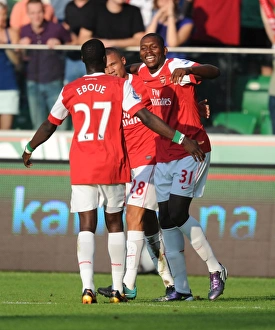 Jay Emmanuel Thomas celebrates scoring the 5th Arsenal goal with Kieran Gibbs Jay Emmanuel Thomas celebrates scoring the 5th Arsenal goal with Kieran Gibbs