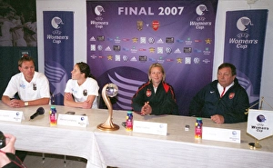Jayne Ludlow and Vic Akers in the Pre match Press Conference with Andree Jeglertz Jayne Ludlow and Vic Akers in the Pre match Press Conference with Andree Jeglertz