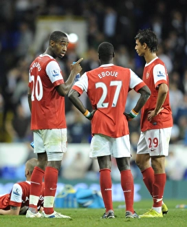 Johan Djourou, Marouane Chamakh and Emmanuel Eboue (Arsenal). Tottenham Hotspur 1 Johan Djourou, Marouane Chamakh and Emmanuel Eboue (Arsenal). Tottenham Hotspur 1