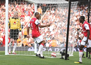Julio Baptista celebrates scoring the 1st Arsenal goal with Emmanuel Adebayor Julio Baptista celebrates scoring the 1st Arsenal goal with Emmanuel Adebayor