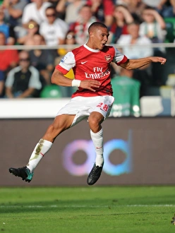 Kieran Gibbs shoots past Liega goalkeeper Kostyantyn Makhnovskyy to score the 4th Arsenal Kieran Gibbs shoots past Liega goalkeeper Kostyantyn Makhnovskyy to score the 4th Arsenal