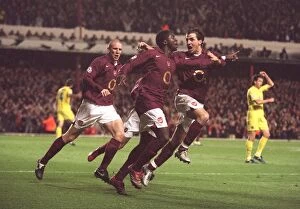 Images Dated 21st April 2006: Kolo Toure celebrates scoring Arsenals 1st goal with Cesc Fabregas