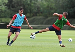 Marouane Chamakh and Kieran Gibbs (Arsenal). Arsenal Training Ground, London Colney Marouane Chamakh and Kieran Gibbs (Arsenal). Arsenal Training Ground, London Colney