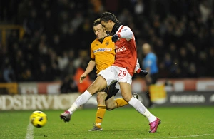 Marouane Chamakh shoots past Wolves goalkeeper Marcus Hahnemann to score the 2nd Arsenal Marouane Chamakh shoots past Wolves goalkeeper Marcus Hahnemann to score the 2nd Arsenal