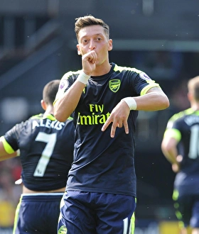 Mesut Ozil celebrates scoring Arsenal's 3rd goal. Watford 1:3 Arsenal. Premier League Mesut Ozil celebrates scoring Arsenal's 3rd goal. Watford 1:3 Arsenal. Premier League