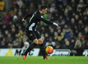 Mesut Ozil scores Arsenal's goal. Norwich City 1:1 Arsenal. Barclays Premier League Mesut Ozil scores Arsenal's goal. Norwich City 1:1 Arsenal. Barclays Premier League