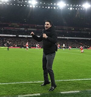 Manchester United F Collection: Mikel Arteta's Triumph: Arsenal's Thrilling Victory Over Manchester United in the Premier League