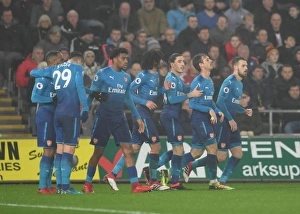 Nacho Monreal celebrates scoring a goal for Arsenal. Swansea 3:1 Arsenal. Premier League Nacho Monreal celebrates scoring a goal for Arsenal. Swansea 3:1 Arsenal. Premier League