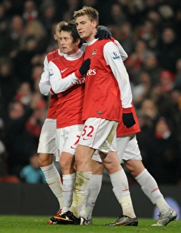 Nicklas Bendtner celebrates scoring his 2nd goal, Arsenal's 3rd, with Tomas Rosicky Nicklas Bendtner celebrates scoring his 2nd goal, Arsenal's 3rd, with Tomas Rosicky