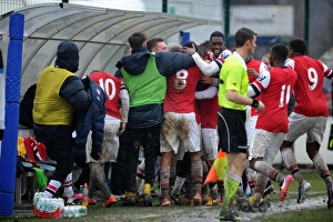 Nico Yennaris celebrates scoring for Arsenal with his team mates Nico Yennaris celebrates scoring for Arsenal with his team mates