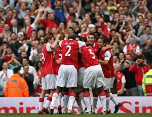 Philippe Senderos celebrates scoring the 2nd Arsenal goal with Alex Hleb Philippe Senderos celebrates scoring the 2nd Arsenal goal with Alex Hleb