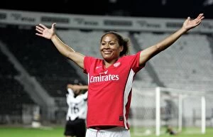 Images Dated 30th September 2009: Rachel Yankey celebrates scoring Arsenals 7th goal her 2nd