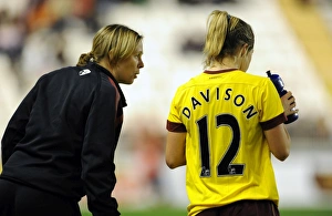 Rehanne Skinner chats to Gemma Davison (Arsenal). Rayo Vallecano 2:0 Arsenal Ladies Rehanne Skinner chats to Gemma Davison (Arsenal). Rayo Vallecano 2:0 Arsenal Ladies
