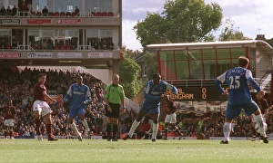 Robin van Perise scores Arsenal's goal under pressure from Emile Heskey (Birmingham) Robin van Perise scores Arsenal's goal under pressure from Emile Heskey (Birmingham)