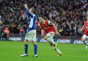 Robin van Persie injured whilst scoring the Arsenal goal. Arsenal 1:2 Birmingham City Robin van Persie injured whilst scoring the Arsenal goal. Arsenal 1:2 Birmingham City