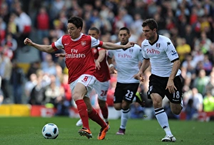 Samir Nasri (Arsenal) Aaron Hughes (Fulham). Fulham 2:2 Arsenal, Barclays Premier League Samir Nasri (Arsenal) Aaron Hughes (Fulham). Fulham 2:2 Arsenal, Barclays Premier League