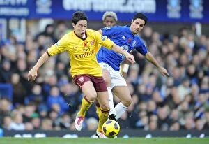 Images Dated 14th November 2010: Samir Nasri (Arsenal) Mikel Arteta (Everton). Everton 1: 2 Arsenal, Barclays Premier League
