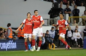 Samir Nasri celebrates scoring Arsenal's 2nd goal with Theo Walcott Samir Nasri celebrates scoring Arsenal's 2nd goal with Theo Walcott