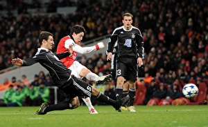 Samir Nasri scores Arsenal's 3rd goal under pressure from Vojislav Stankovic Samir Nasri scores Arsenal's 3rd goal under pressure from Vojislav Stankovic