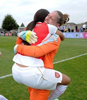 Sari van Veenendaal and Alex Scott (Arsenal Ladies) celebrate after the penalty shoot out Sari van Veenendaal and Alex Scott (Arsenal Ladies) celebrate after the penalty shoot out