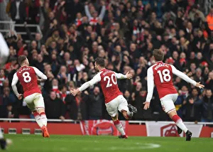 Shkodran Mustafi celebrates scoring Arsenals 1st goal. Arsenal 2:0 Tottenham Hotspur Shkodran Mustafi celebrates scoring Arsenals 1st goal. Arsenal 2:0 Tottenham Hotspur