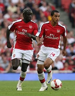 Images Dated 27th September 2008: Theo Walcott and Bacary Sagna (Arsenal)