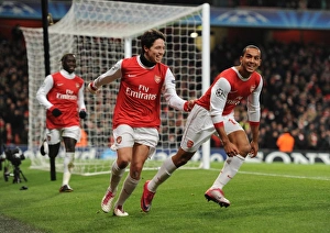 Theo Walcott celebrates scoring the 2nd Arsenal goal with Samir Nasri. Arsenal 3 Theo Walcott celebrates scoring the 2nd Arsenal goal with Samir Nasri. Arsenal 3
