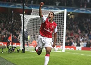 Images Dated 29th October 2007: Theo Walcott celebrates scoring Arsenals 5th goal his 2nd