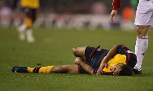 Images Dated 1st November 2008: Theo Walcott's Injury: Arsenal's 2-1 Win Over Stoke City, 2008