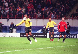 Thierry Henry shoots past CSKA Moscow goalkeeper Igor Akinfeev only to have his goal is Thierry Henry shoots past CSKA Moscow goalkeeper Igor Akinfeev only to have his goal is