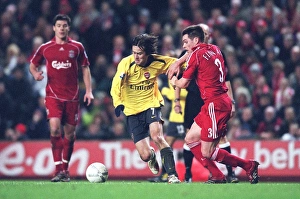 Tomas Rosicky beats Liverpool defender Steve Finan to score the 2nd Arsenal goal Tomas Rosicky beats Liverpool defender Steve Finan to score the 2nd Arsenal goal
