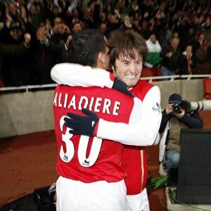 Images Dated 11th February 2007: Tomas Rosicky celebrates scoring Arsenals 2nd goal with Jeremie Aliadiere