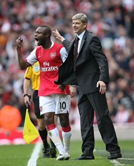 Images Dated 3rd November 2007: William Gallas celebrates scoring the 2nd Arsenal goal with manager Arsene Wenger