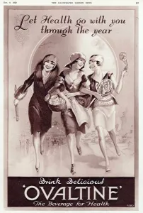 Tennis Prints: 1920s UK Ovaltine Print: Vintage Tennis Advertisement