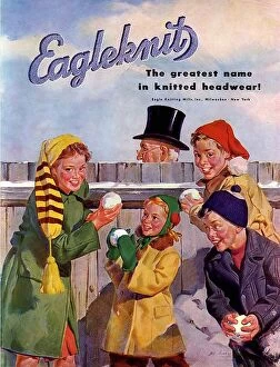 Images Dated 25th August 2009: Eagleknit 1950s USA mcitnt childrens hats Eagle Knit snowballs Knitting Mills childrens