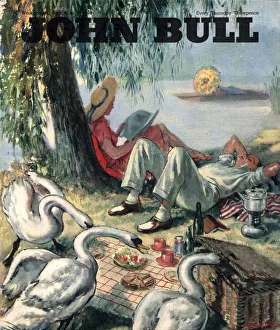 John Bull 1946 1940s UK picnics birds swans magazines John Bull 1946 1940s UK picnics birds swans magazines
