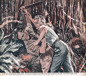 John Bull 1953 1950s UK Fancett womens story illustrations fighting fights men women John Bull 1953 1950s UK Fancett womens story illustrations fighting fights men women