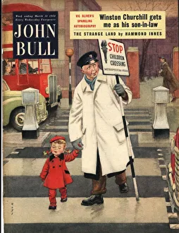 John Bull 1954 1950s UK lollypop man men road safety magazines John Bull 1954 1950s UK lollypop man men road safety magazines
